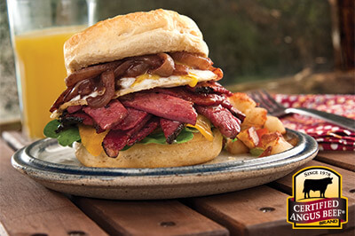 Corned Beef and Egg Biscuit Sandwiches certified angus beef