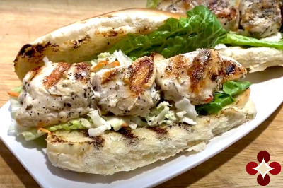 Palmer’s Spiedies Tasty marinated grilled chicken on a toasted hoagie roll 